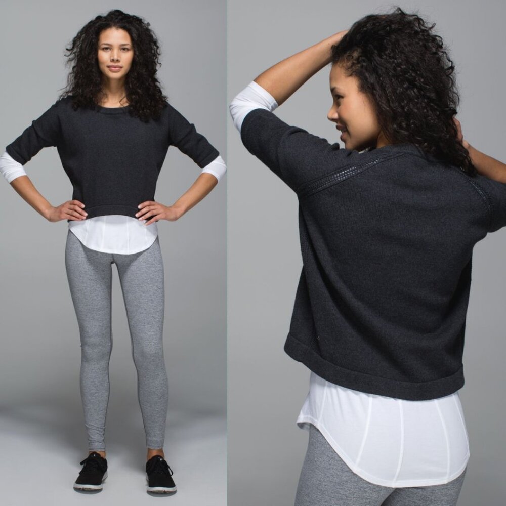 Lululemon Gray 100% Cotton Knit Bhakti Reality Cropped Sweater